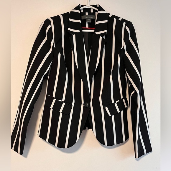 Striking Black & White Striped Blazer Suzy Shier Size M - Picture 3 of 7